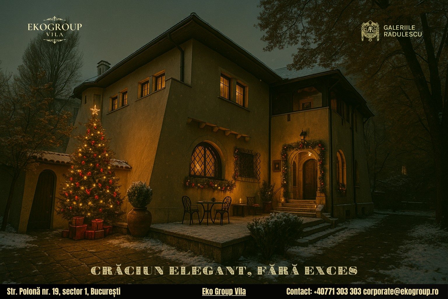 Poveste de Crăciun în atmosfera anilor ’30: farmecul serilor de sărbătoare la fosta Casă Tătărăscu, astăzi Eko Group Vila 15 Poveste de Crăciun în atmosfera anilor ’30: farmecul serilor de sărbătoare la fosta Casă Tătărăscu, astăzi Eko Group Vila